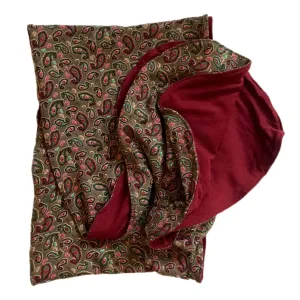 Head Wrap Reversible Olive Paisley Aubergine
