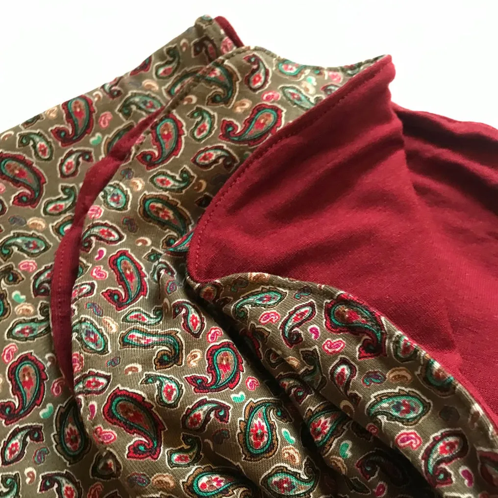 Head Wrap Reversible Olive Paisley Aubergine