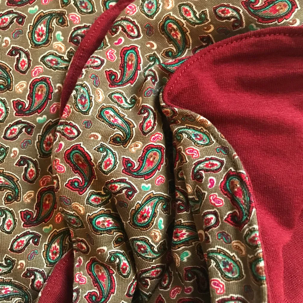 Head Wrap Reversible Olive Paisley Aubergine