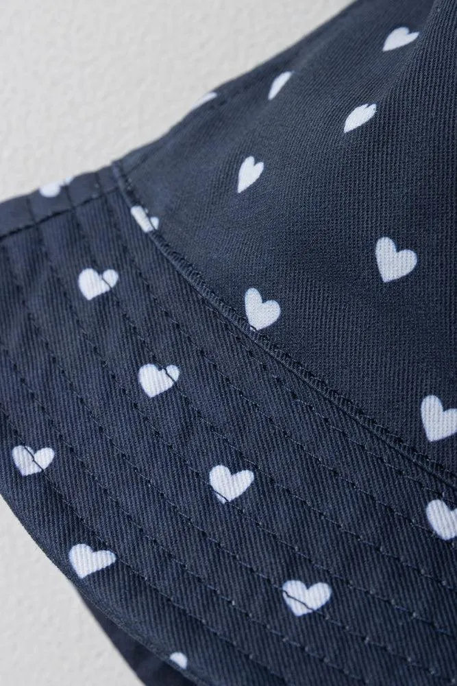 Heart Bucket Hat Navy