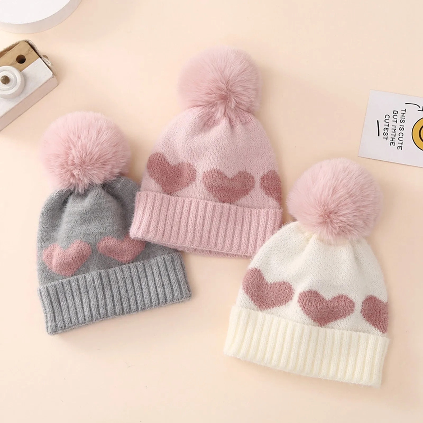 HEART Pompom Beanie