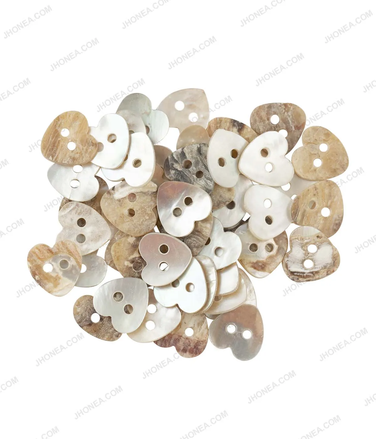 Heart Shape Iridescent Rainbow 2-Hole Natural Decorative Buttons