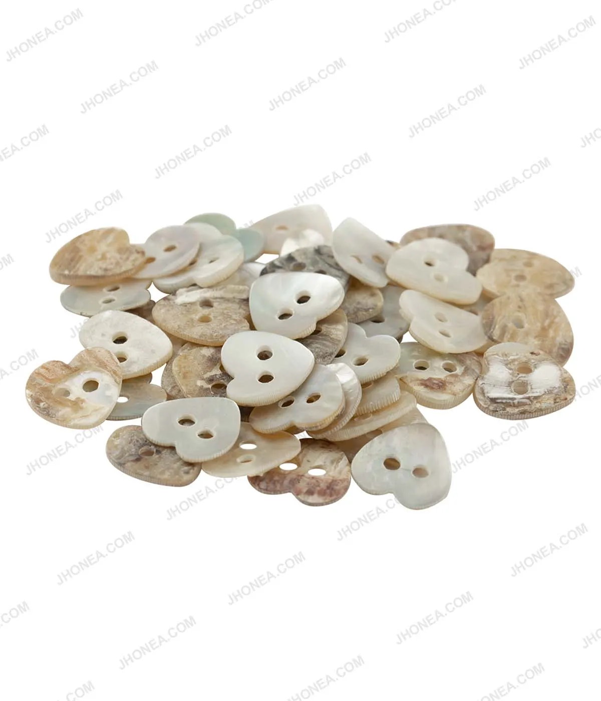 Heart Shape Iridescent Rainbow 2-Hole Natural Decorative Buttons