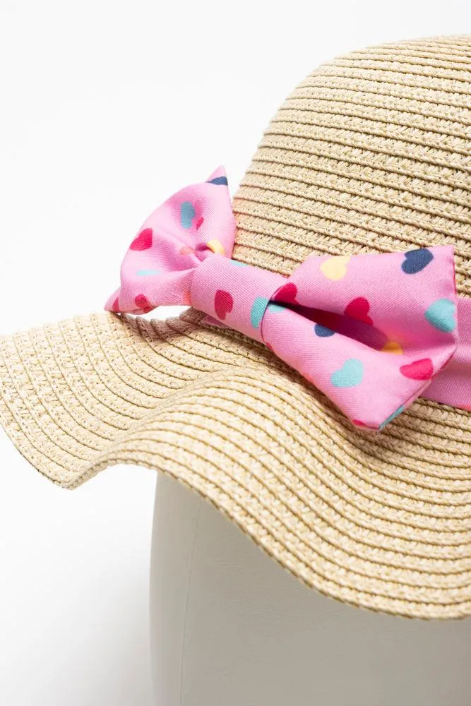 Heart Wide Straw Hat Natural