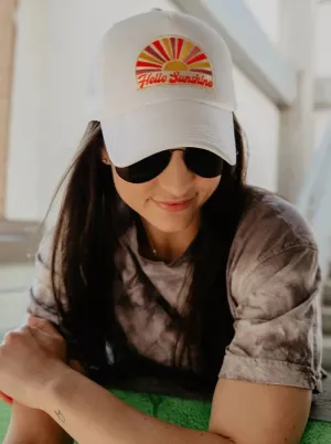 HELLO SUNSHINE TRUCKER HAT IN WHITE