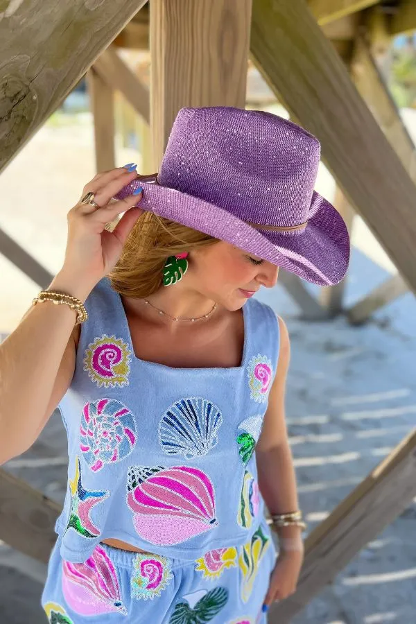 Hello Vegas Lavender Sequin Cowboy Hat