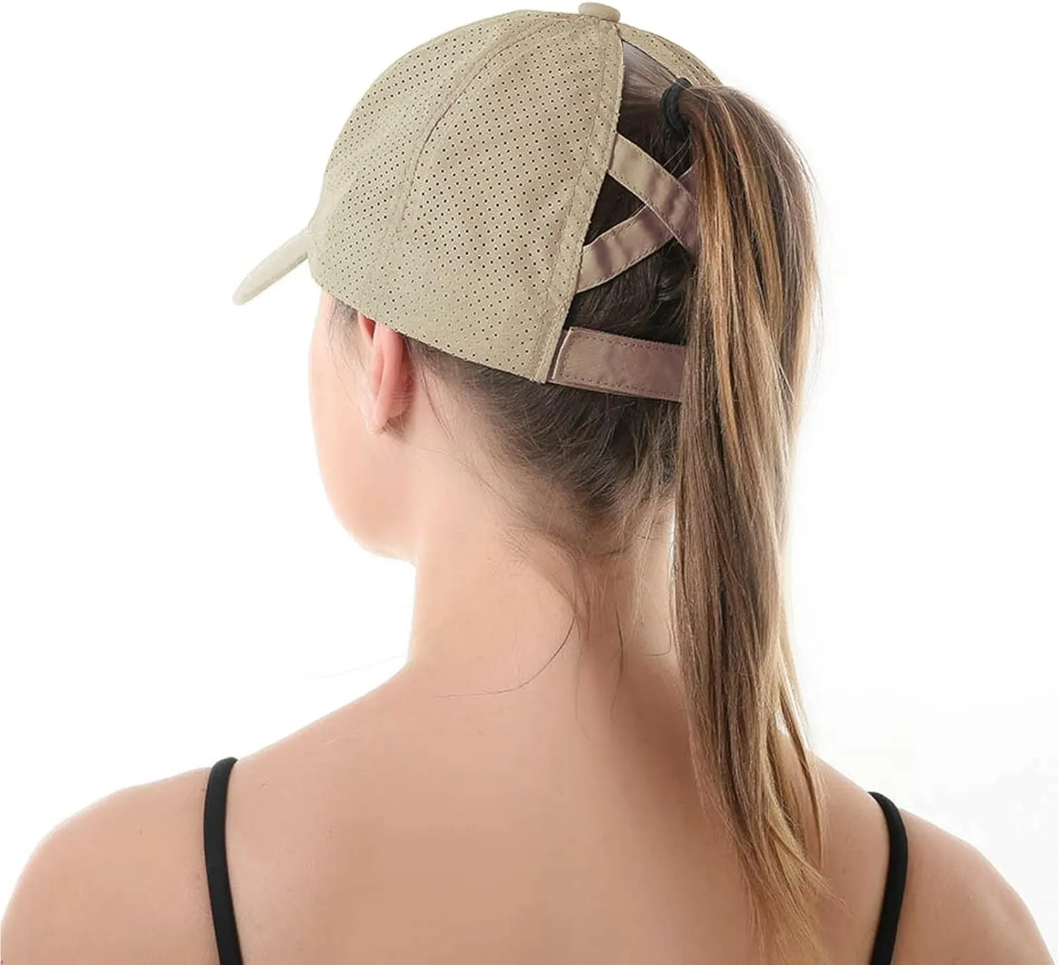 HGGE Womens Criss Cross Ponytail Baseball Cap Adjustable High Messy Bun Ponycap Quick Drying Hat