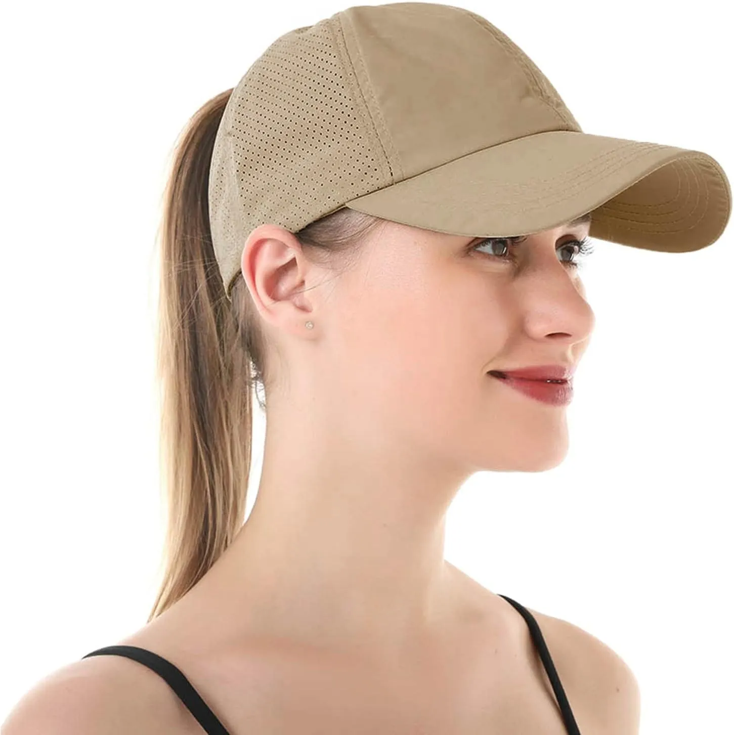 HGGE Womens Criss Cross Ponytail Baseball Cap Adjustable High Messy Bun Ponycap Quick Drying Hat