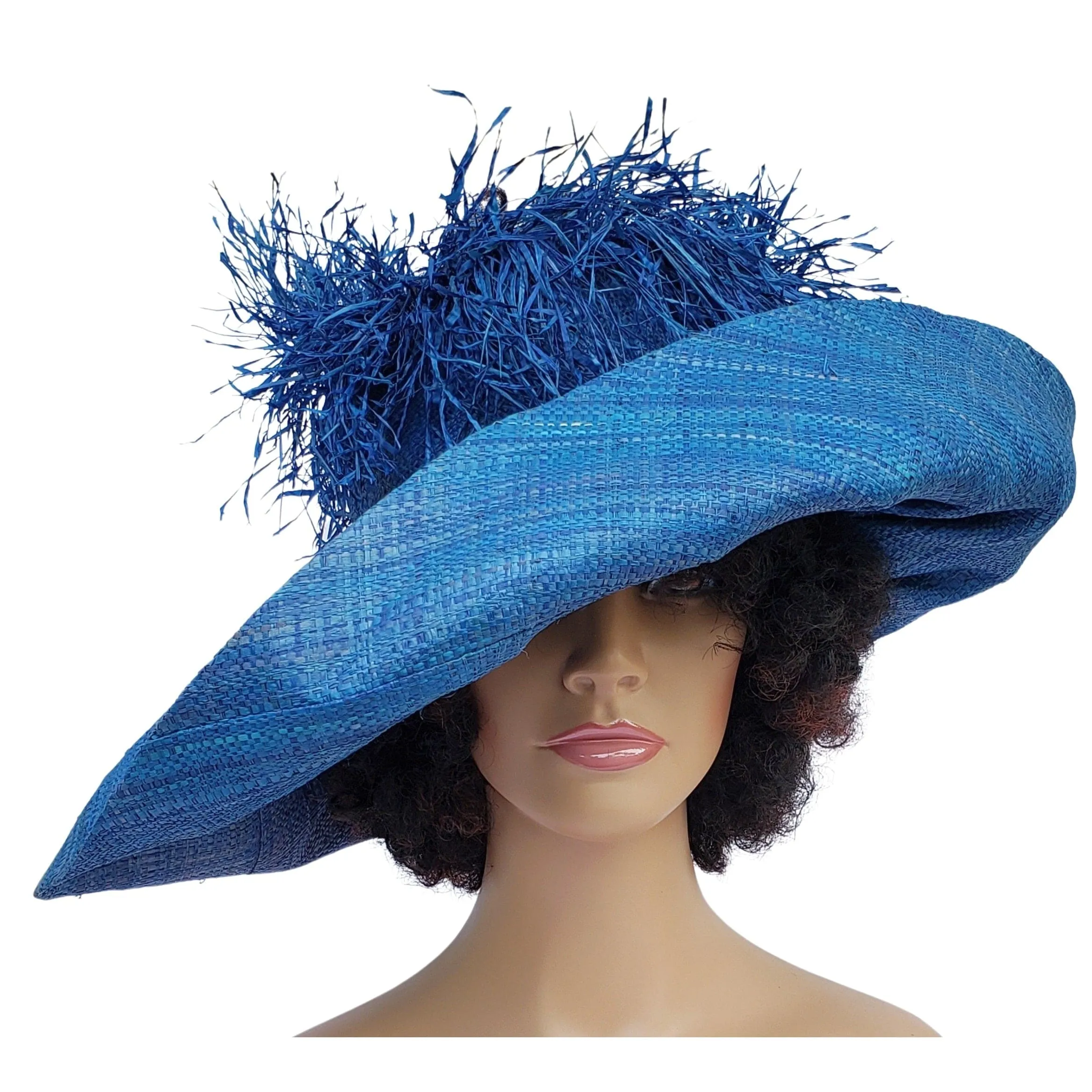 Hibo: Madagascar Big Brim Crown Out Raffia Sun Hat