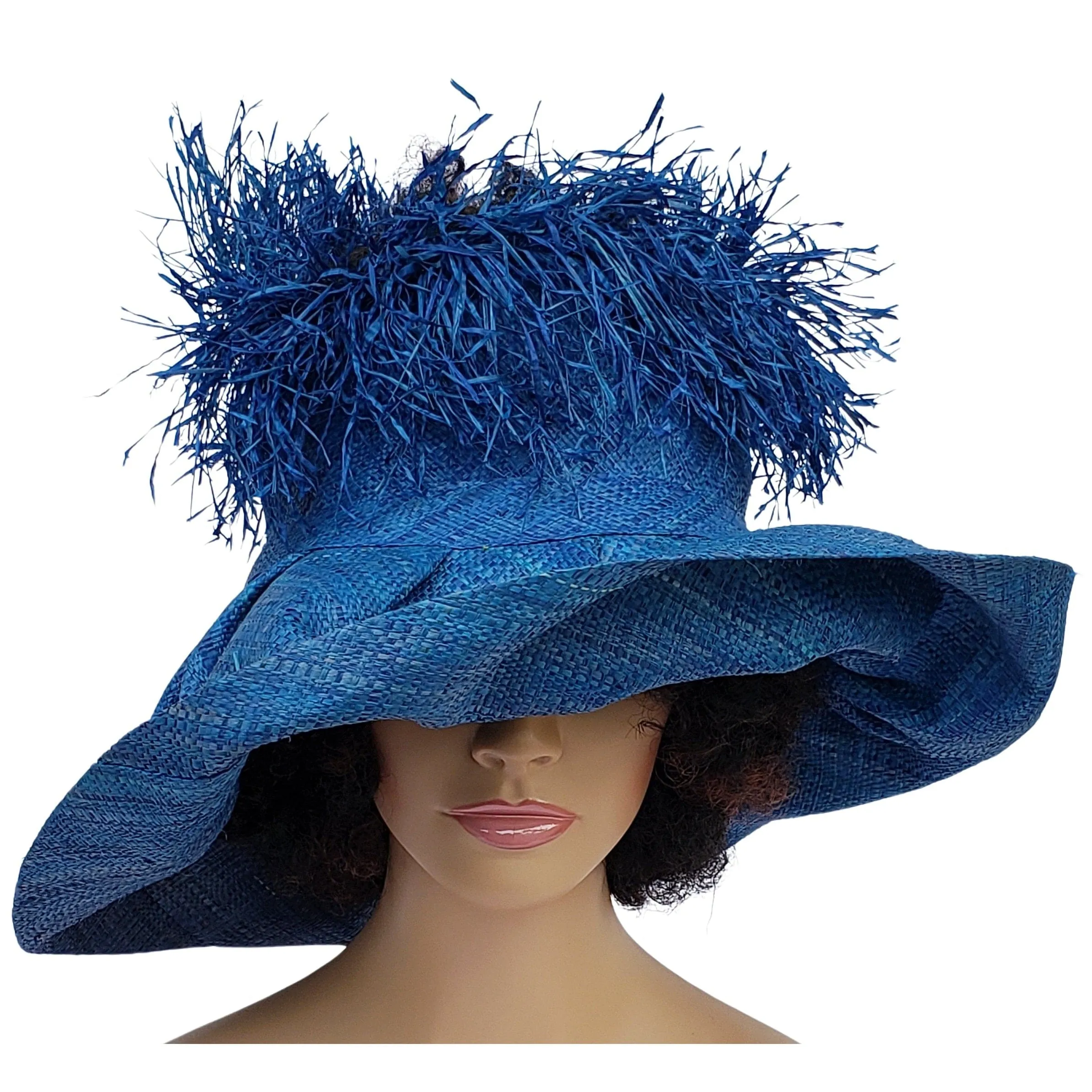 Hibo: Madagascar Big Brim Crown Out Raffia Sun Hat