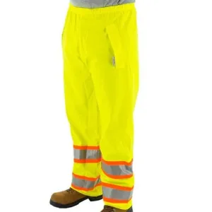 High Visibility Waterproof Rain Pants - ANSI E, DOT Striping - Majestic High Visibility Waterproof Rain Pants - ANSI E, DOT Striping - Majestic