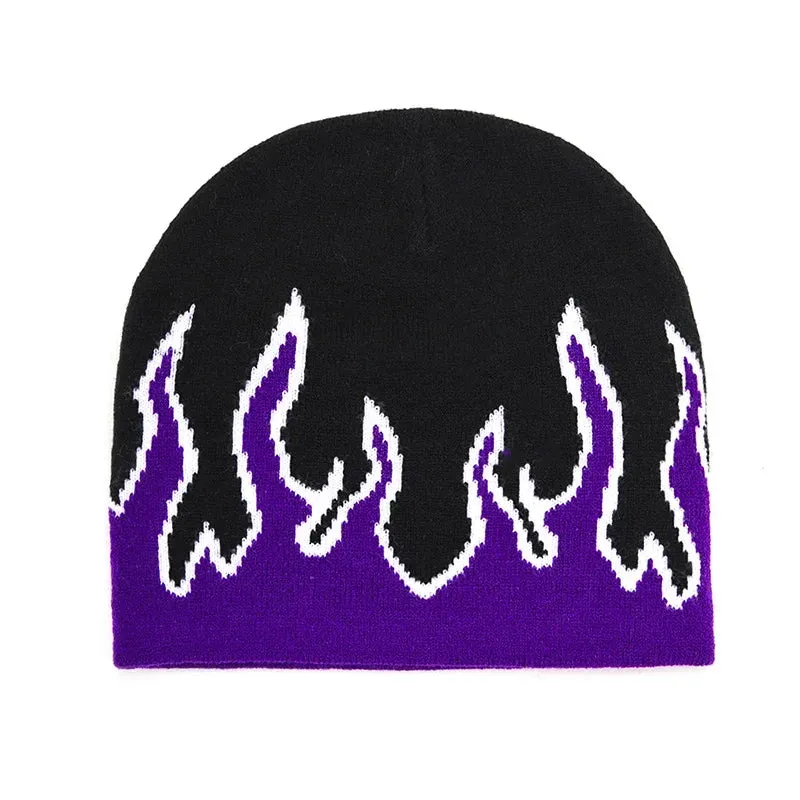 Hip Hop Street Flame Beanie Hat | Fashion Dance Skull Fire Knitted Bonnet | Hot Trend Hip Hop Apparel