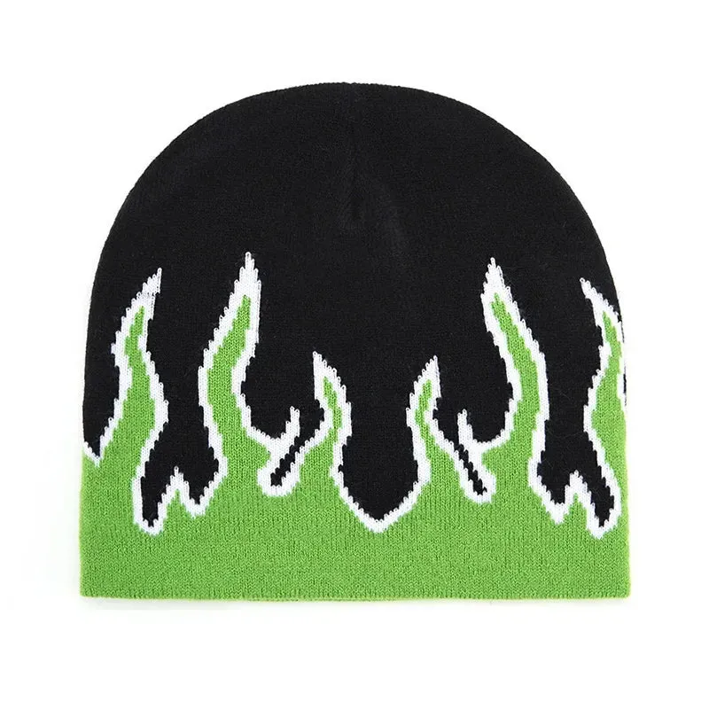 Hip Hop Street Flame Beanie Hat | Fashion Dance Skull Fire Knitted Bonnet | Hot Trend Hip Hop Apparel