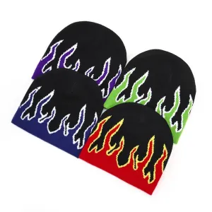 Hip Hop Street Flame Beanie Hat | Fashion Dance Skull Fire Knitted Bonnet | Hot Trend Hip Hop Apparel