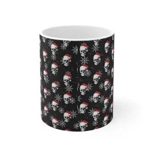 Holiday Skull Santa Mug - 11oz Ceramic Coffee Cup for Halloween and Christmas Lovers