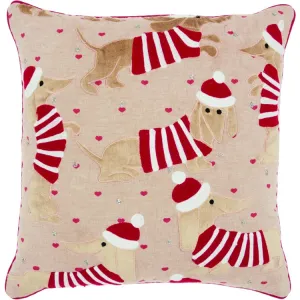 Home For The Holiday Dachshunds in Sweaters 18" x 18" Throw Pillow