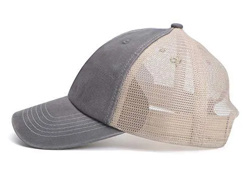 Home Prefer Men's Mesh Trucker Hat Summer Golf Hat Brim Sun Cap for Running Hiking Fishing Light Gray