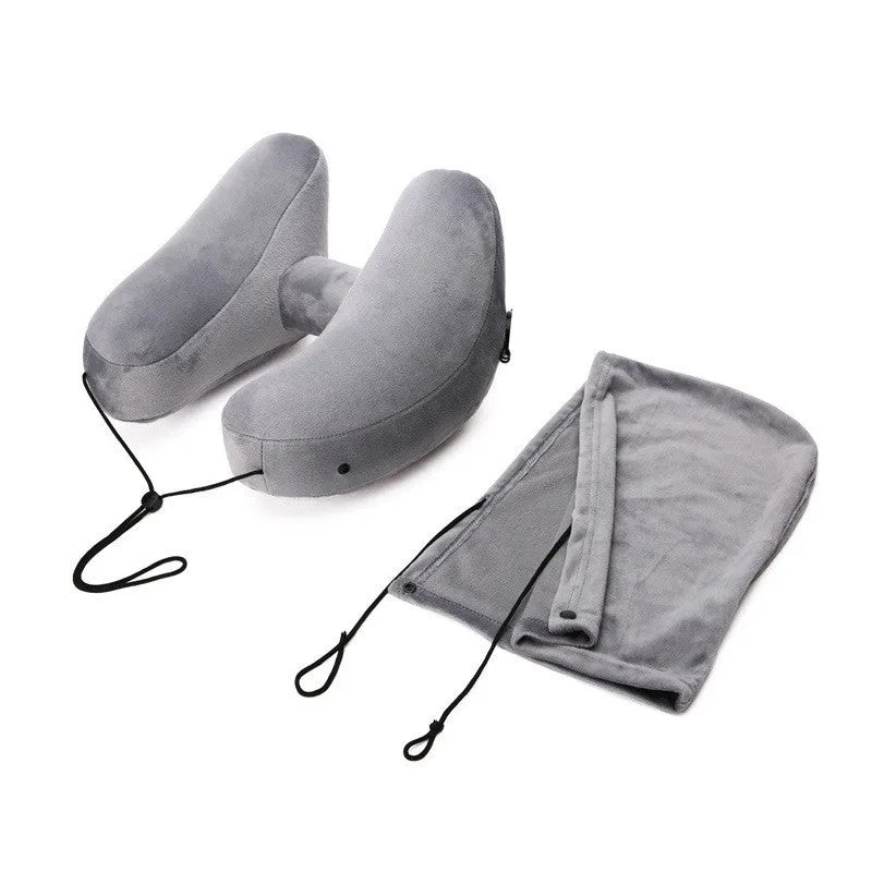 Hooded Travel Pillow Inflatable Neck Folding Lightweight Nap Car Office Airplane Sleeping Cushion Pillows  | Brodtica.com