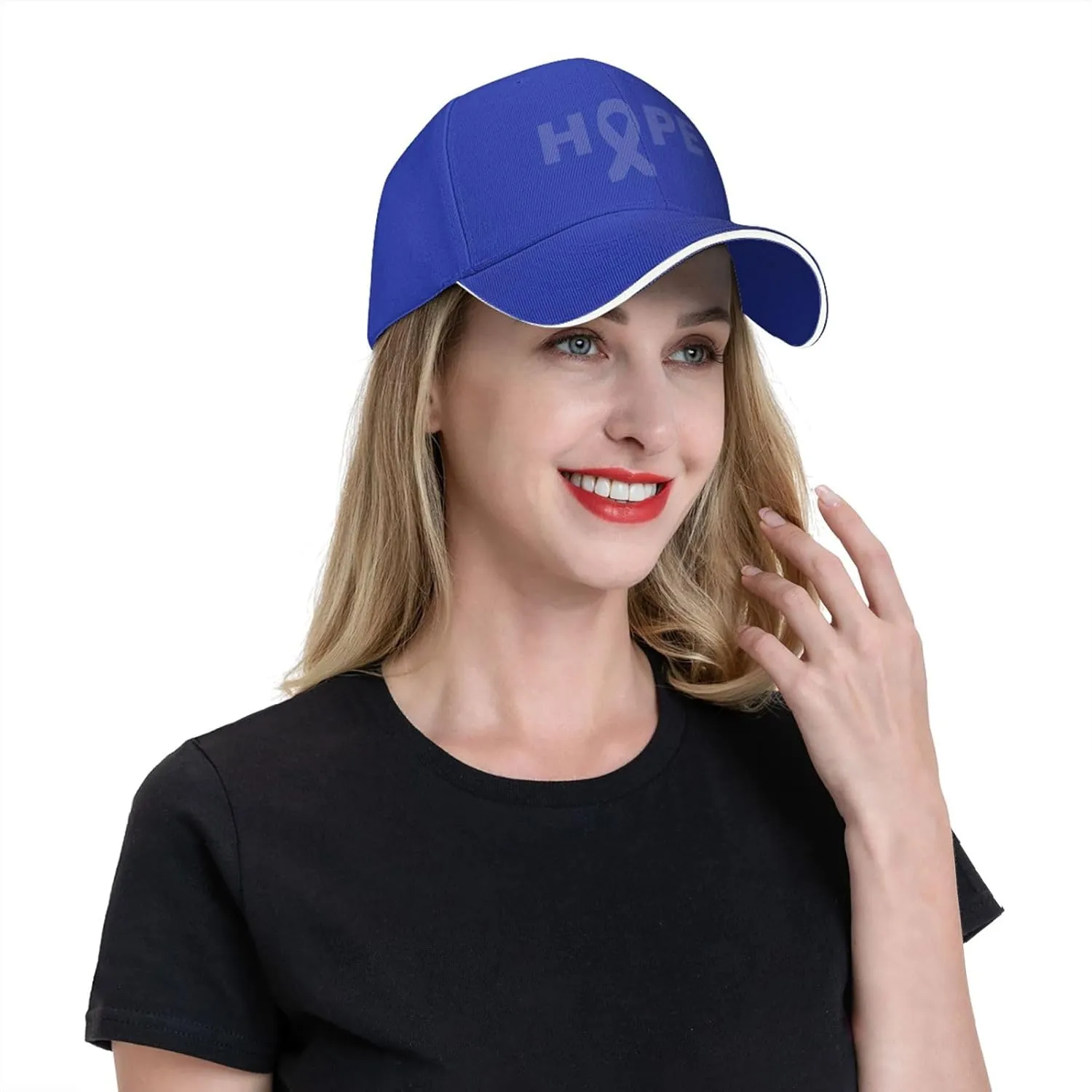 Hope-for A Cure Colon Cancer Awareness Hat Mens Wide Brim Baseball Cap Adjustable Low Profile Sports Dad Hats
