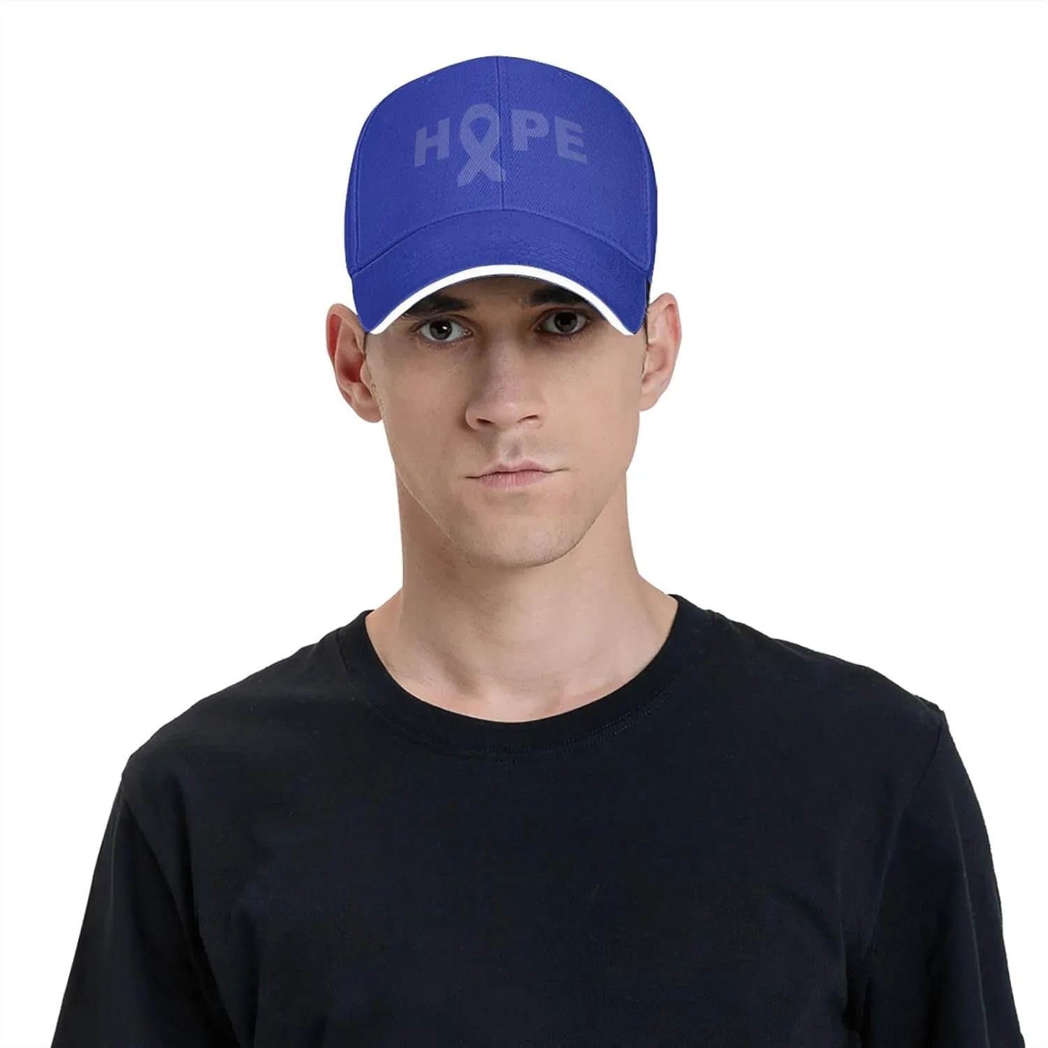 Hope-for A Cure Colon Cancer Awareness Hat Mens Wide Brim Baseball Cap Adjustable Low Profile Sports Dad Hats