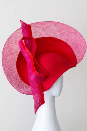 Hot Pink and Red Platter Hat With Bow