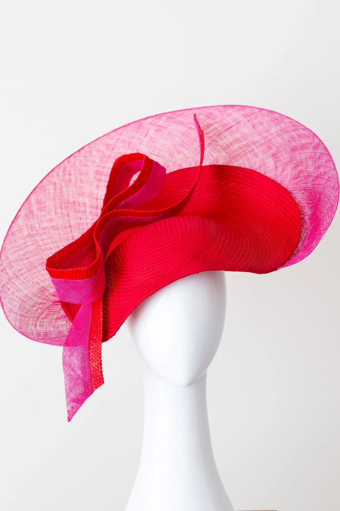 Hot Pink and Red Platter Hat With Bow