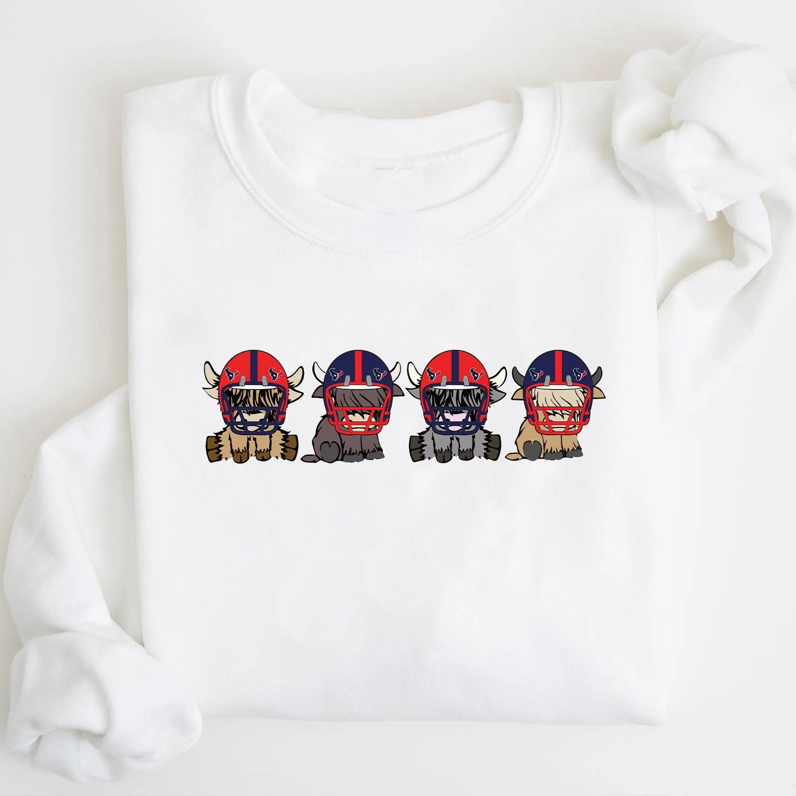 Houston Texans Highland Cow Football Team Football Lovers Gift Unisex Crewneck Hoodie Sweatshirt