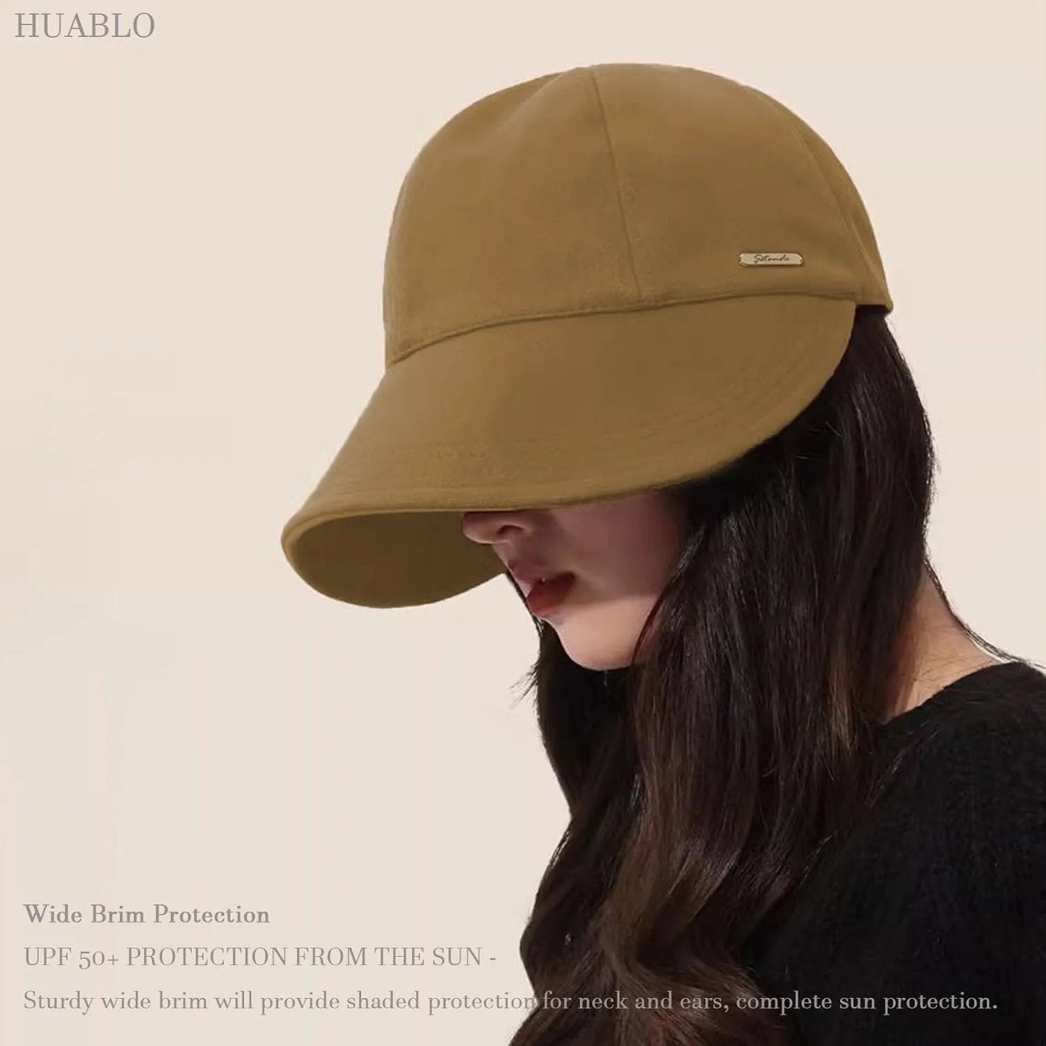 huablo]UPF 50 Womens Sun Hat UV Protection Hiking Fishing Hats Wide Brim Hat Adjustable Ponytail Packable Sun Cap