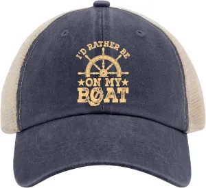 I'd Rather Be On The Boats Women Trucker Cap Cap for Men's Sport Cap Trendy Hats