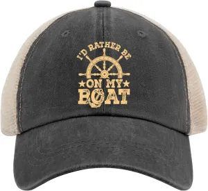 I'd Rather Be On The Boats Women Trucker Cap Cap for Men's Sport Cap Trendy Hats