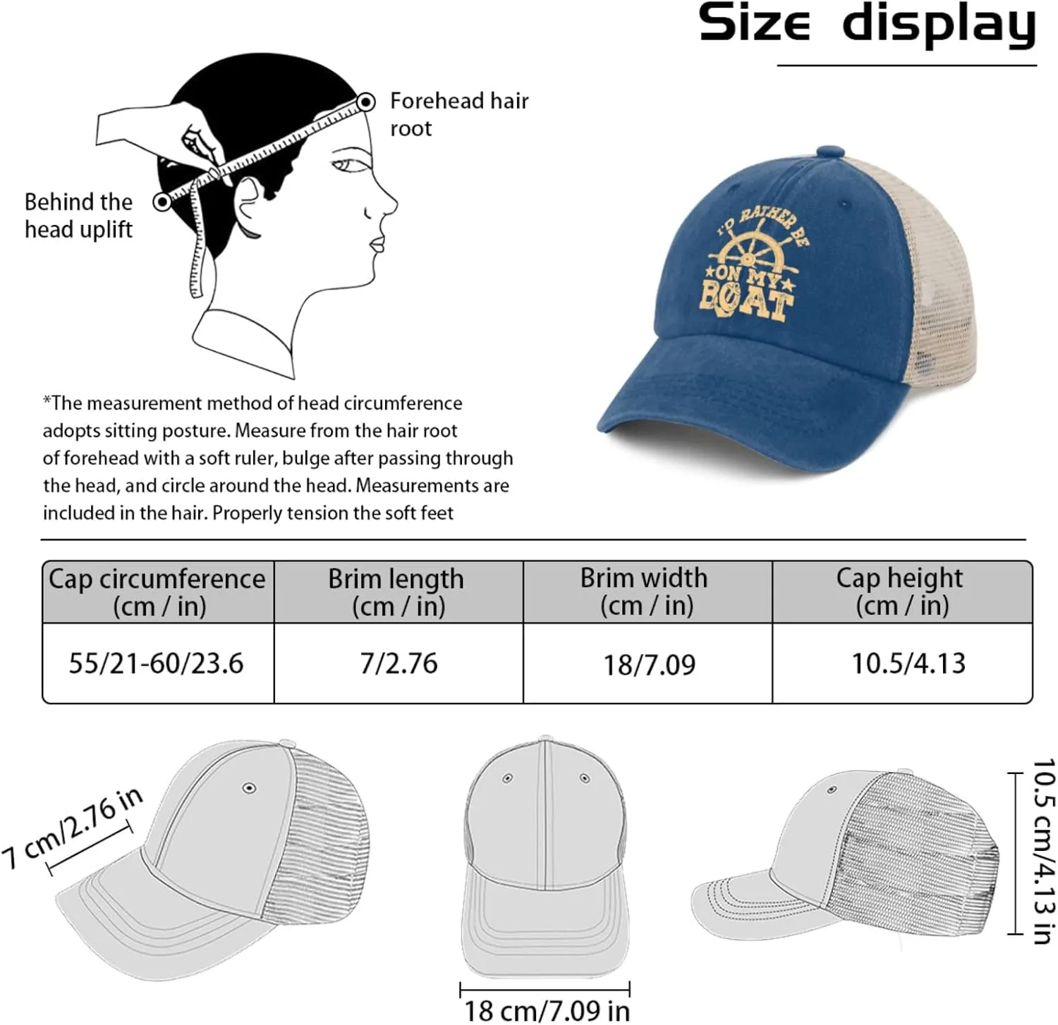I'd Rather Be On The Boats Women Trucker Cap Cap for Men's Sport Cap Trendy Hats