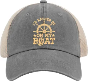 I'd Rather Be On The Boats Women Trucker Cap Cap for Men's Sport Cap Trendy Hats