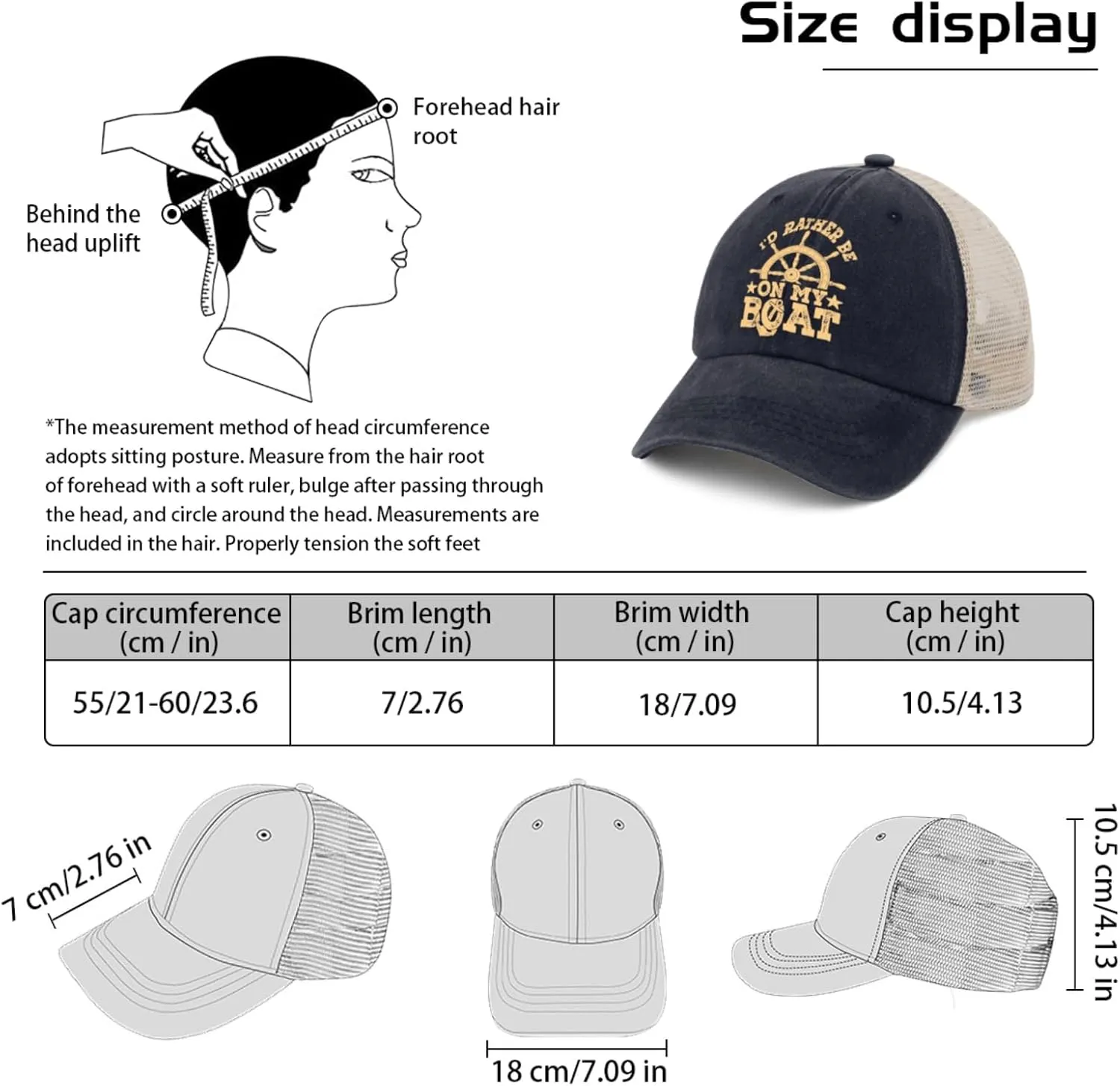 I'd Rather Be On The Boats Women Trucker Cap Cap for Men's Sport Cap Trendy Hats