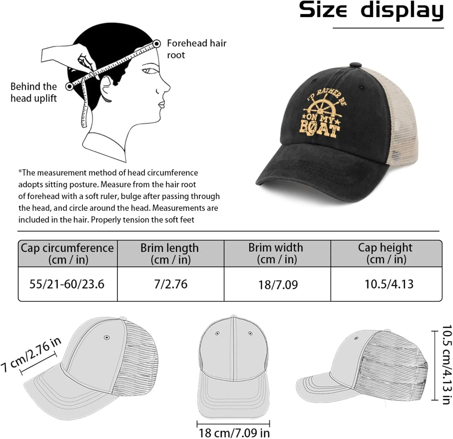 I'd Rather Be On The Boats Women Trucker Cap Cap for Men's Sport Cap Trendy Hats