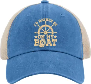 I'd Rather Be On The Boats Women Trucker Cap Cap for Men's Sport Cap Trendy Hats