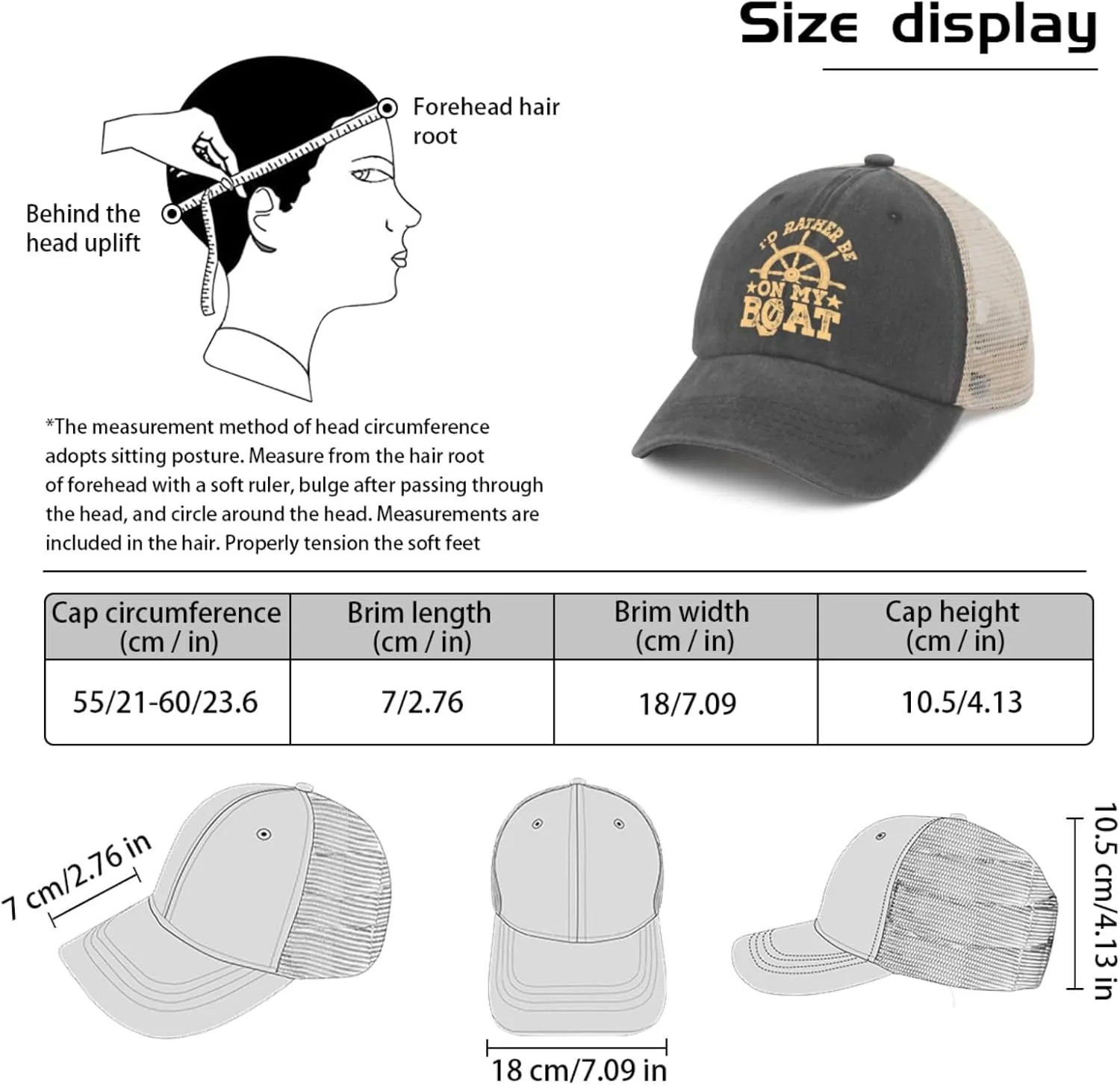 I'd Rather Be On The Boats Women Trucker Cap Cap for Men's Sport Cap Trendy Hats