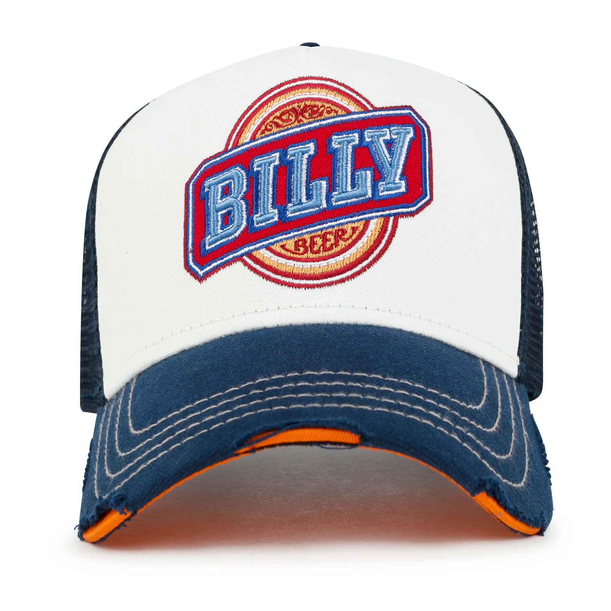ililily PREMIUM Billy Beer Embroidery Structured Vintage Baseball Cap Casual Trucker Hat