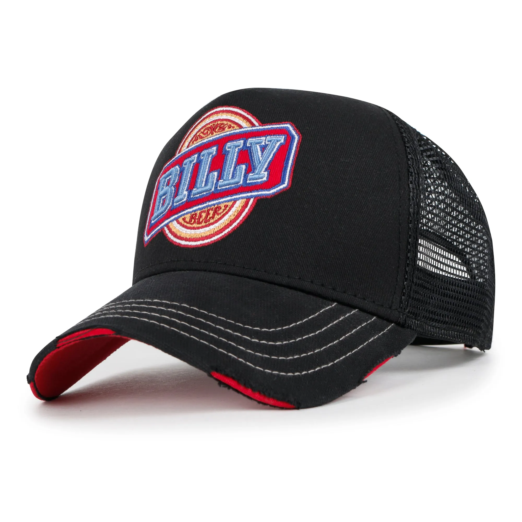 ililily PREMIUM Billy Beer Embroidery Structured Vintage Baseball Cap Casual Trucker Hat