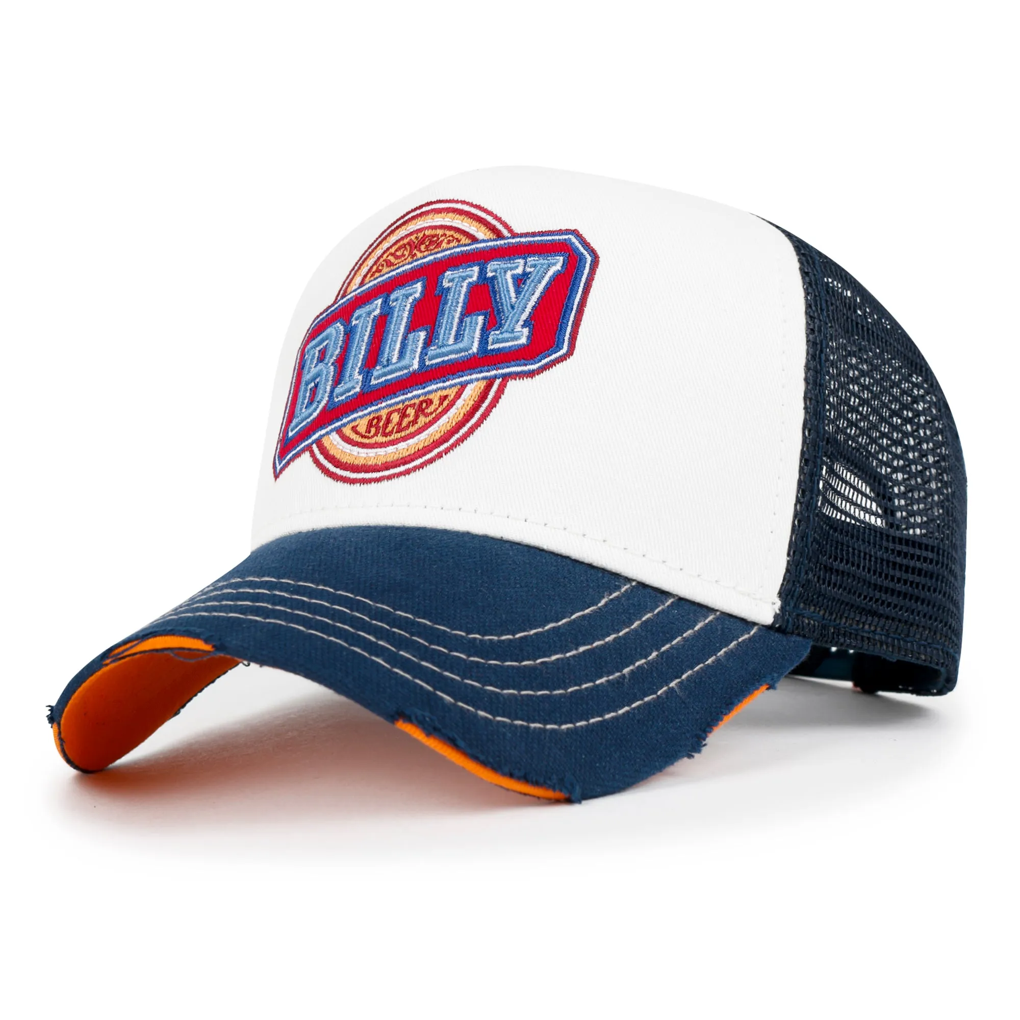 ililily PREMIUM Billy Beer Embroidery Structured Vintage Baseball Cap Casual Trucker Hat