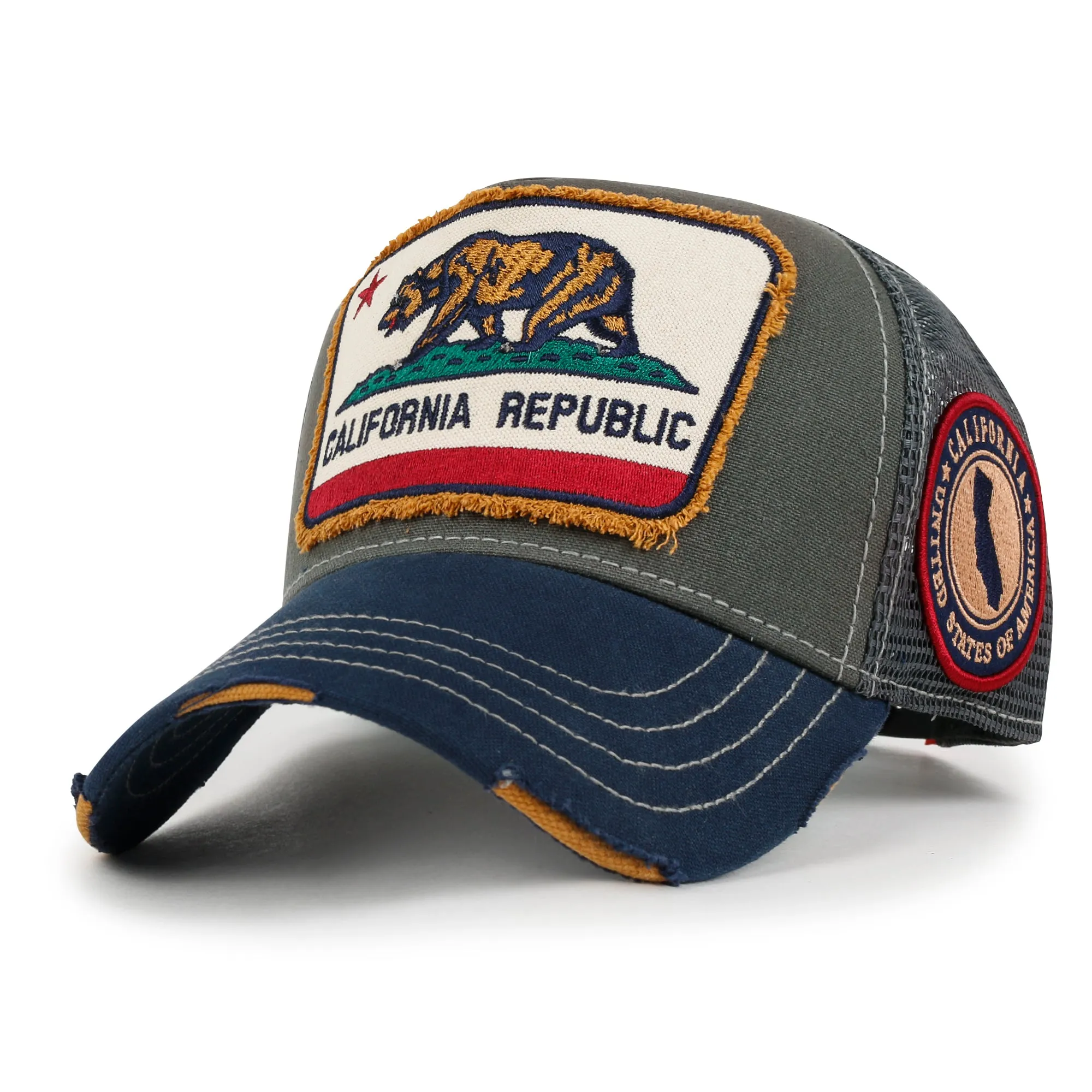 ililily PREMIUM California Bear Embroidered Baseball Cap Vintage Trucker Hat