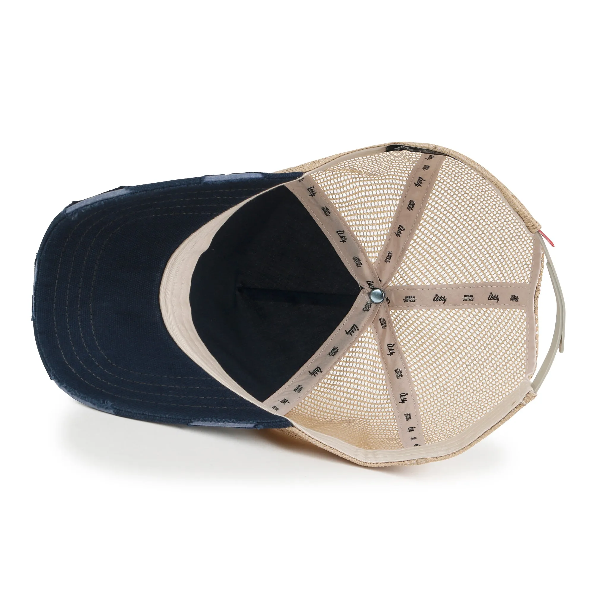 ililily Premium Maui Embroidery Patch Mesh Baseball Cap Distressed Trucker Hat