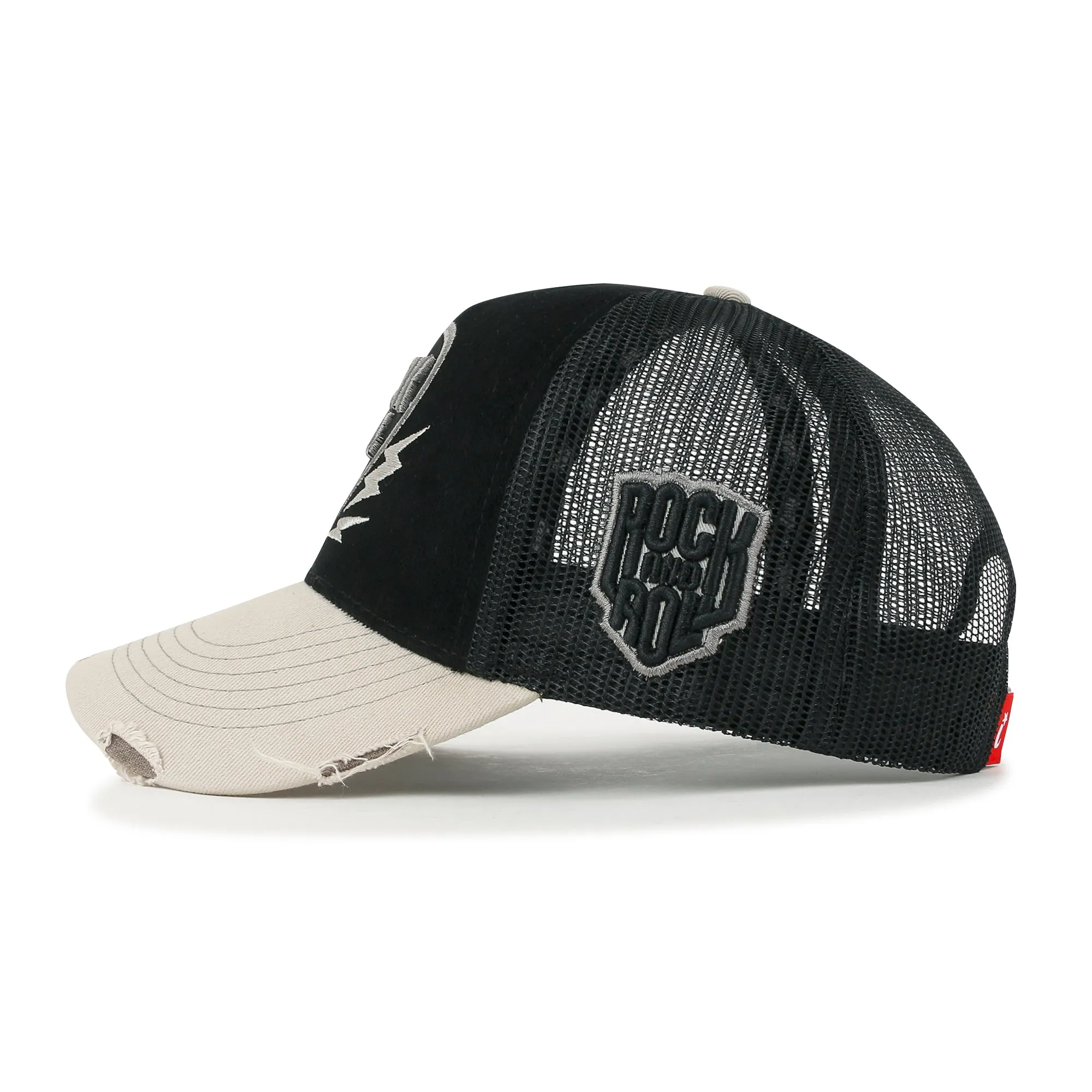 ililily Rock & Roll Embroidery Baseball Cap Guitar Pick Vintage Trucker Hat