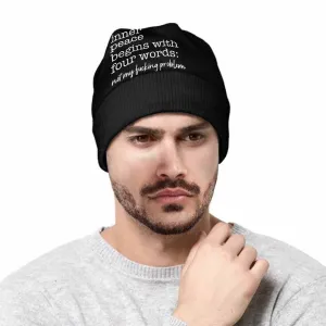 Inner Peace Begins With Four Words Warm Knitted Beanie Hat