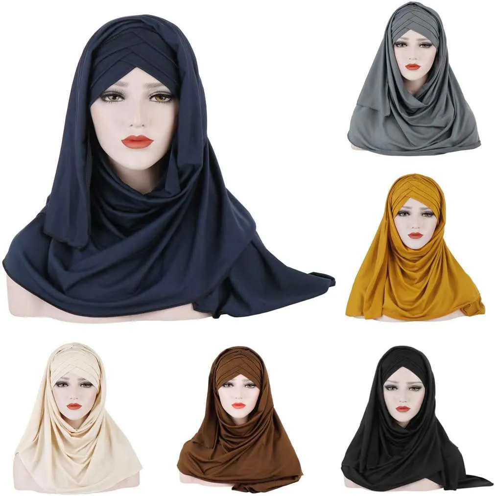 Instant Hijab Scarf for Women Long Shawl Muslim Jersey Head Scarf Islamic Underscarf Turban Caps Wrap Scarves