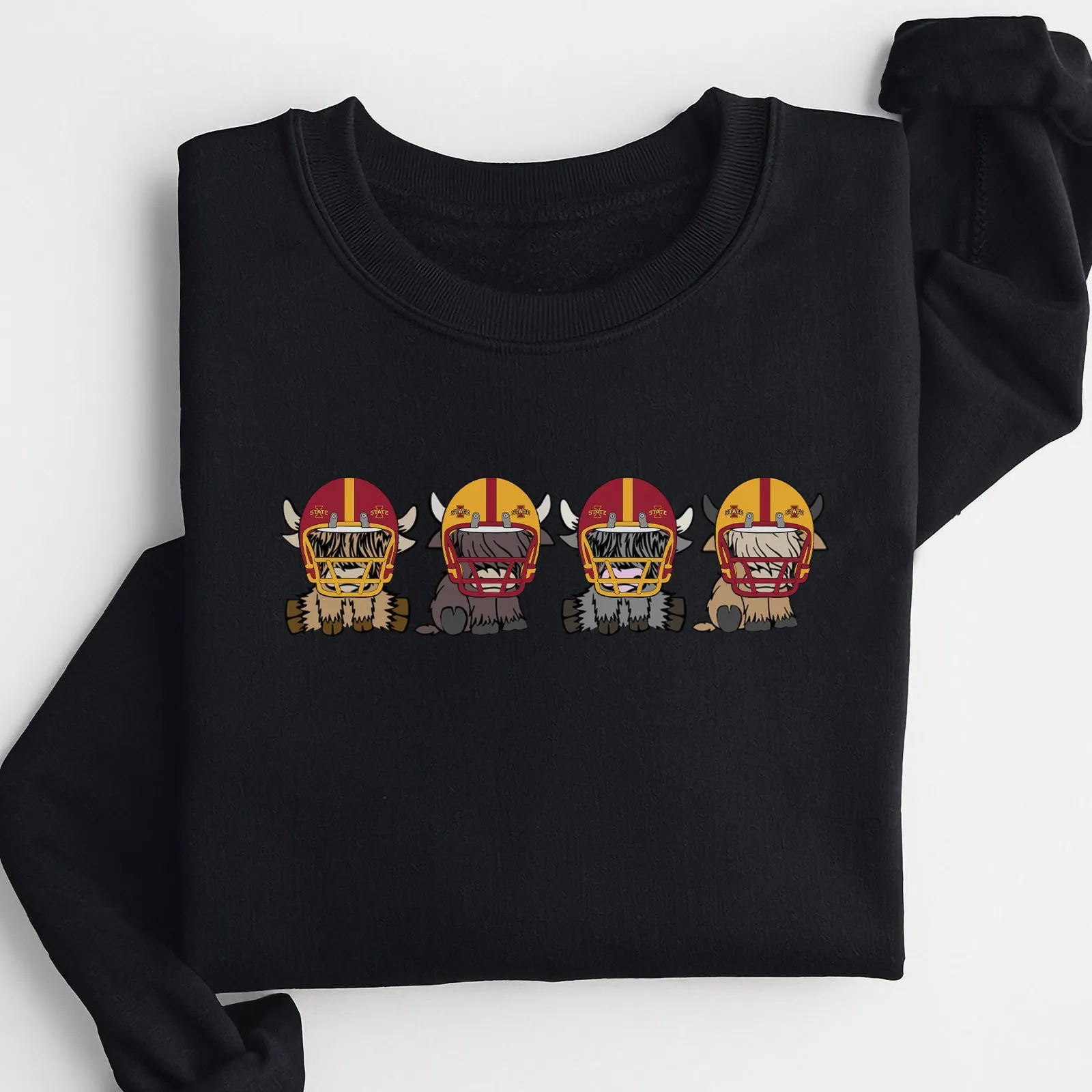 Iowa State Cyclones Football Highland Cow Football Team Football Lovers Gift Unisex Crewneck Hoodie Sweatshirt