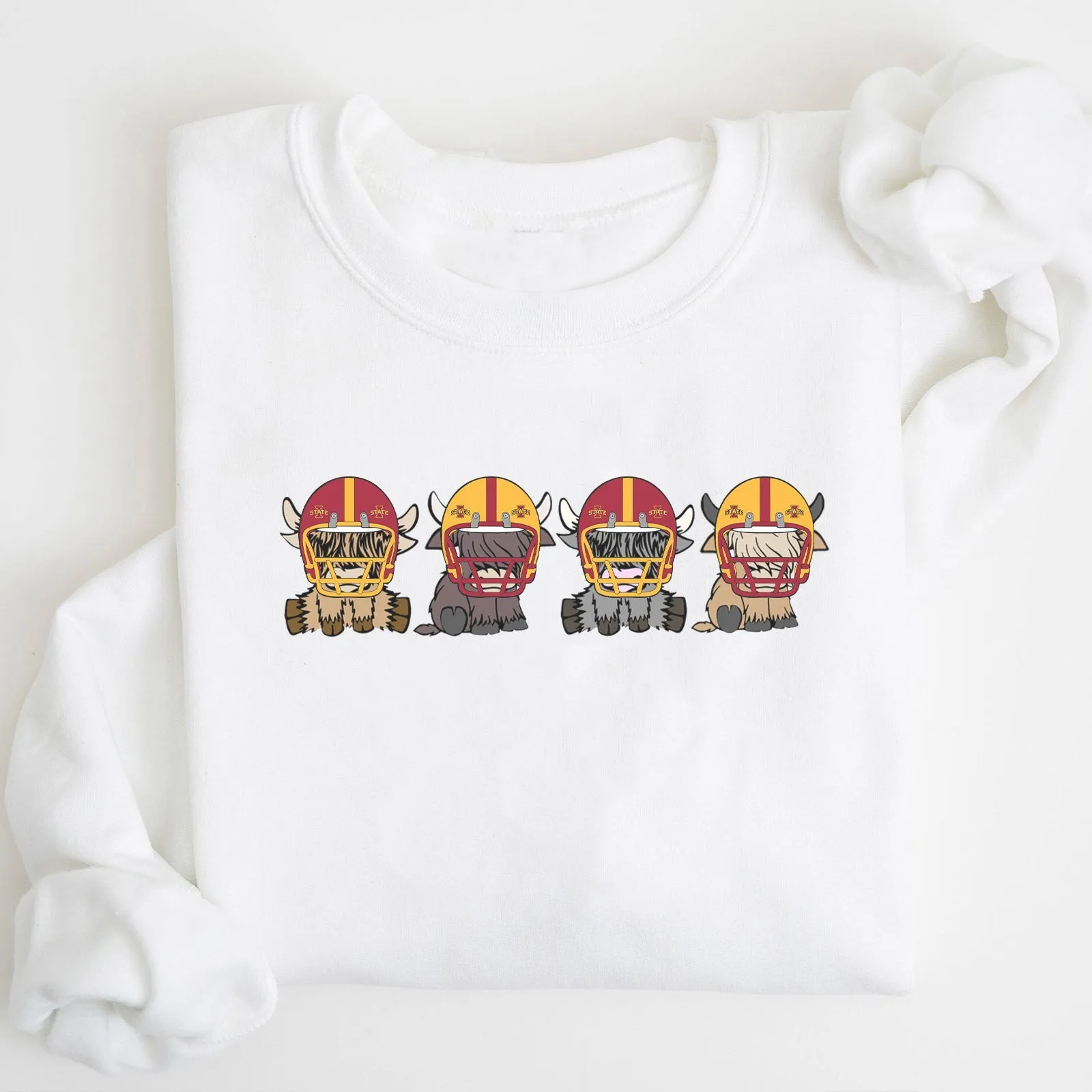 Iowa State Cyclones Football Highland Cow Football Team Football Lovers Gift Unisex Crewneck Hoodie Sweatshirt