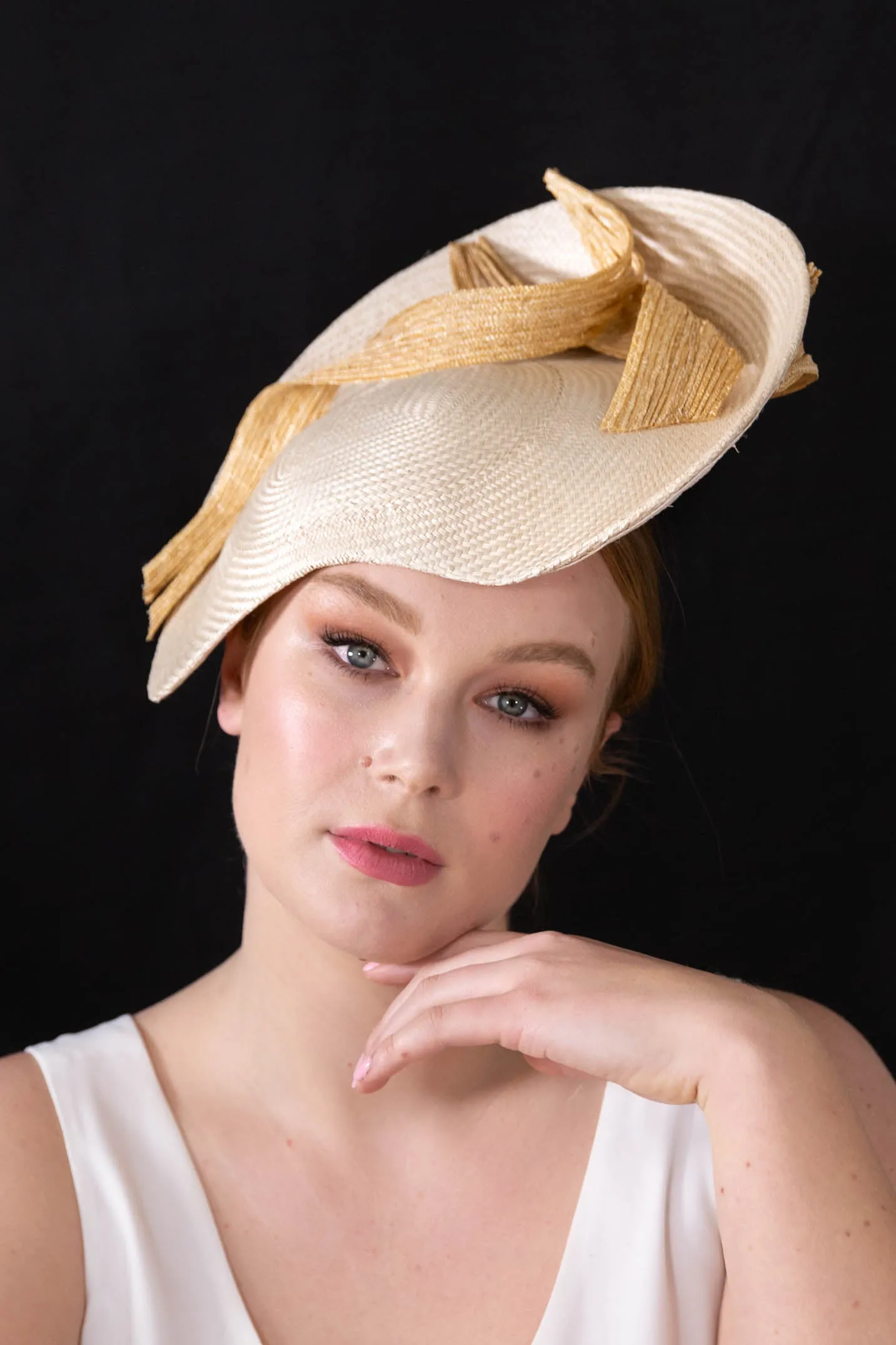Ivory Platter with Natural Braid Swirls