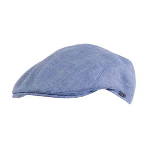 Ivy Modern Cap in Blue Wool, Silk, and Linen Blend (Size 60) by Wigens