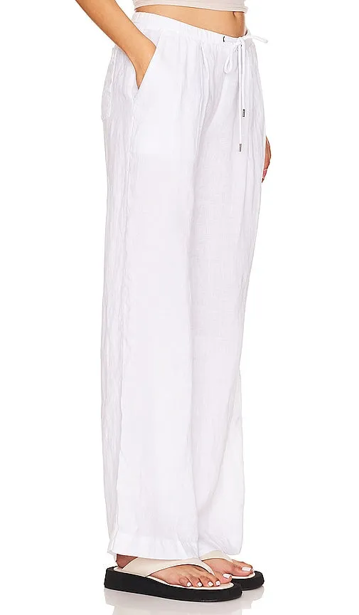 James Perse Wide Leg Relaxed Linen Pant in White
