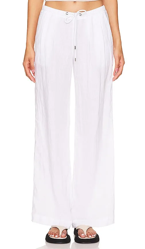 James Perse Wide Leg Relaxed Linen Pant in White
